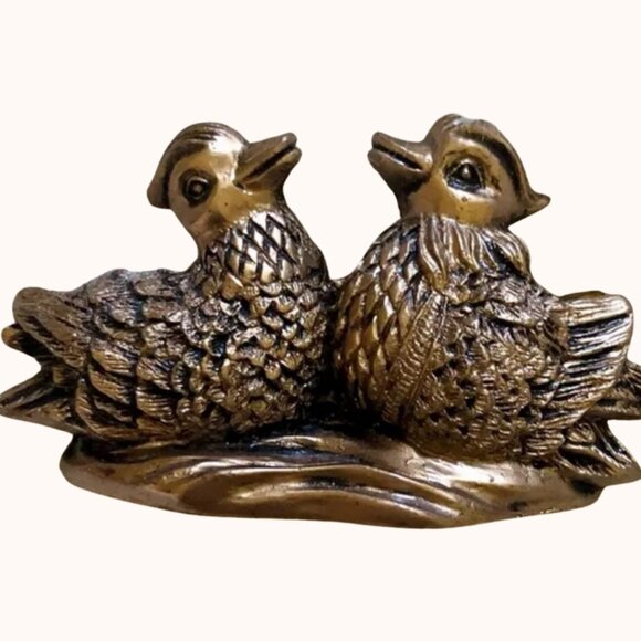 Feng Shui Mandarin Ducks - Brown Resin Figurine - Picture 9 of 13